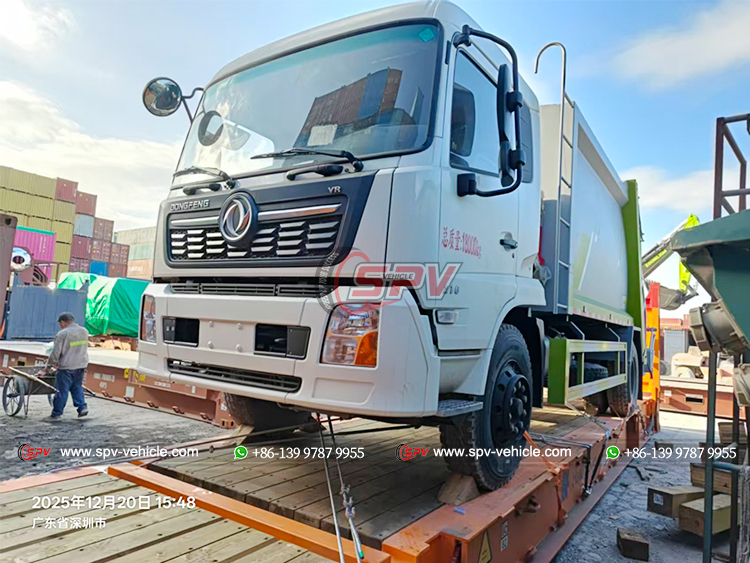DONGFENG 4x2 Garbage Compactor Truck Loaded onto Frame Container